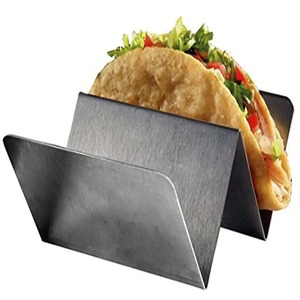 SKI Customized Logo Eco-Friendly Stainless Steel Taco Holders Set Hot Selling Oven Safe Metal <b>Corn</b> Tortilla Serving Tray Plates - Product Image 3
