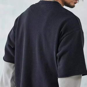 เสื้อยืดดีไซน์เนอร์แฟชั่นใหม่ แขนสองชั้น ผ้าฝ้าย 100% เย็บสองชั้น สไตล์ไฮสตรีท สีพื้น เป็นมิตรกับสิ่งแวดล้อม แห้งเร็ว - Product Image 5