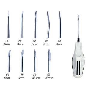 Juego de Elevadores Dentales de Acero Inoxidable, Instrumentos Quirúrgicos Manuales para Extracción de Raíces PDL, Mango de Plástico, Certificado CE - Product Image 1