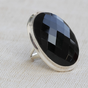 Chakra Cut Black Onyx <b>Ring</b> Natural Onyx Gemstone 925 <b>Silver</b> Protection Stone <b>Ring</b> <b>Men</b> Women Jewelry - Product Image 5