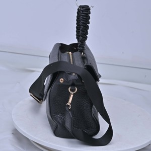 Premium Quality Fashion <b>Portable</b> Black Faux Leather Women's Shoulder Bag Geometric Pattern Twisted Handle Pearl Chain <b>Lock</b> - Product Image 5