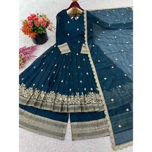 ชุดกาวน์ anarkali ปักลวดลายสำหรับนักออกแบบเสื้อผ้าอินเดีย & ปากีสถานและด้านล่าง - Product Image 6