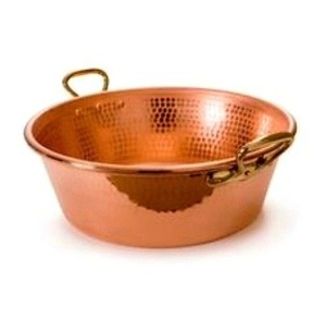 Bol de cuisson Tasla en cuivre pur martelé |   Kadhai indien traditionnel avec poignées en laiton |   Service de table en or rose poli - Product Image 3