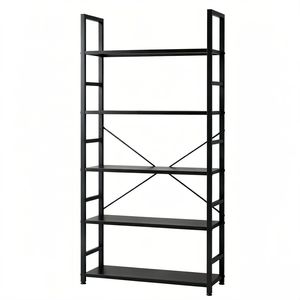 Étagère à livres autoportante à 5 niveaux, 62x24 pouces, étagère de rangement ouverte avec cadre en métal noir - Product Image 2