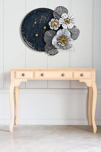 Contemporary Metal <b>Wall</b> Art Floral Design Circular <b>Decorative</b> Accent Handmade Home Hanging Artwork - Product Image 2