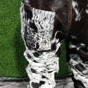 Cow Hair Leather Pant <b>Men</b> Western Cowhide Fur <b>Trousers</b> Black And <b>White</b> Spotted Real Hair On Hide Slim Fit - Product Image 4