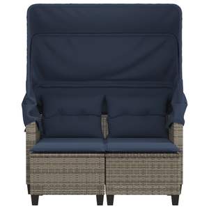 Sofá de Jardín de Poliéster y Ratán PE Azul Marino con Acero con Recubrimiento en Polvo Gris y Azul Marino - Product Image 5