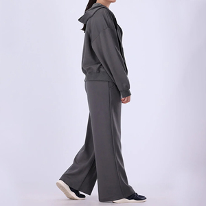 Ensemble 2 pièces pour femme : sweat à capuche et pantalon large, coupe décontractée, survêtement uni en molleton, tenue toutes saisons - Product Image 4