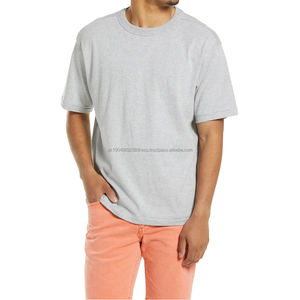 Camiseta 100% algodón para hombre, corte holgado, estampada, camiseta de corte ancho, manga corta, cuello redondo, algodón - Product Image 1