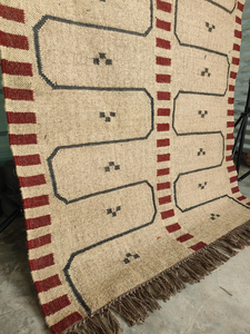Tapis d'appoint tissé à la main style bohème du Sud-ouest, géométrique, à franges, neutre, rustique, pour chambre, salon, décoration intérieure - Product Image 4