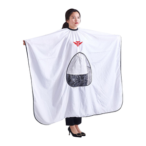 Cape de coiffure personnalisée avec logo, imperméable, pour salon de coiffure, avec fenêtre de visualisation transparente - Product Image 1