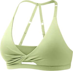 New Women Floral Print Racerback Sports Bra Medium Support Breathable Yoga <b>Top</b> Sheer <b>Layer</b> Design Sports Bra - Product Image 6