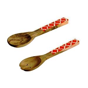 Juego de Utensilios para Ensalada de Madera y Resina Artesanal, Ecológico, Apto para Lavavajillas, Herramientas para Ensalada, Cocina Casera, Hecho en India - Product Image 1