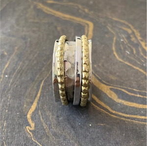 Anillo Giratorio Ancho para Aliviar la Ansiedad, Hecho de Plata de Ley 925, Joyería Antiestrés para Meditación - Product Image 3