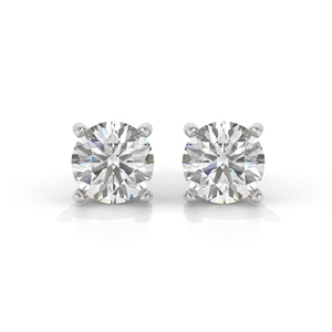 Boucles d'oreilles clous en or 14 carats avec diamant rond taille brillant, sertissage quatre griffes, faites à la main, bijoux fins minimalistes exquis, style classique - Product Image 1