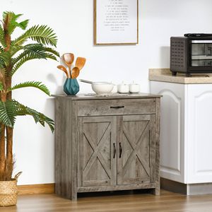 Credenza Stile Fattoria da 32 Pollici in Grigio Anticato, Mobile Buffet con Ante Scorrevoli in Metallo, Bar per Caffè per Cucina, Soggiorno o Ingresso - Product Image 2