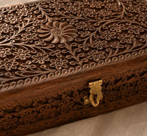 Factory price hand carved <b>wooden</b> jewelry <b>box</b> antique brown mango wood keepsake storage organsizer <b>box</b> - Product Image 2