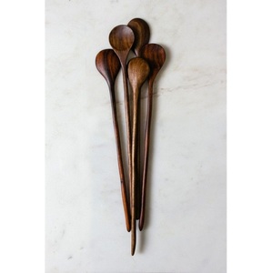 Cuillère à soupe et à riz en bois de teck écologique, faite à la main, cadeau d'affaires vintage, petite louche à thé et café à long manche, qualité alimentaire - Product Image 2