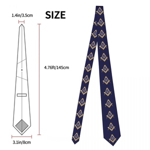 เนคไทหรูหราสำหรับสมาชิกสมาคมเมสัน สีเทาและสีทอง ลายบลู ลอจ - Product Image 3