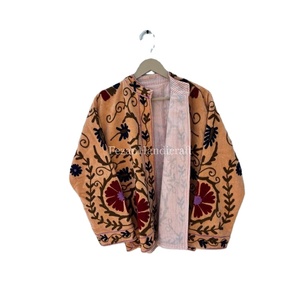 Women's Velvet Jacket <b>Coat</b> Handmade Suzani Embroidery Jacket With Inside Cotton Lining Boho Chic Jacket Overcoat - Product Image 1