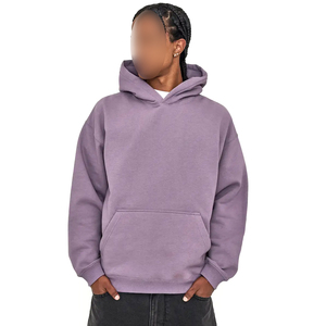 Meilleure Vente – Nouvelle Arrivée : Sweat à Capuche Oversize Confortable et Épais en Molleton de Coton Uni, Couleur Violet Cendré - Product Image 1