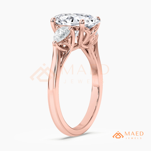 Rose Gold Oval Cut Three <b>Stone</b> Ring for Women Elegant Engagement Style Sparkling Jewelry Gift - Product Image 6