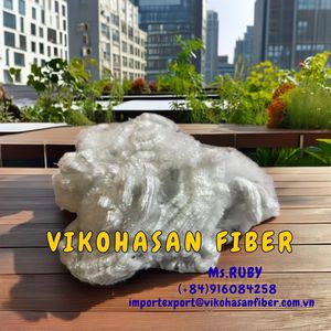 Directo de Fábrica, VIKOHASAN, Certificado GRS, OEKO-TEX, 100% Poliéster Reciclado, 15D H, Blanco Brillante, Retardante de Llama, Fibras Huecas 3D - Product Image 5