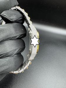 Montre unisexe en acier inoxydable analogique, entièrement sertie de moissanite, style Hip Hop, sport, affaires, mouvement mécanique antique - Product Image 5