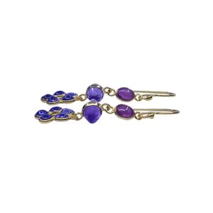 Joyería de Plata de Ley 925 Chapada en Oro para Bodas, Juego de Aretes con Gemas de Amatista y Turmalina para Mujer - Product Image 4