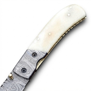 Hand Forged Damascus Steel <b>Folding</b> Pocket <b>Utility</b> <b>Knife</b> Bone Handle Celestial Engraved Straight Hunting Camping Outdoor Gift Men - Product Image 4