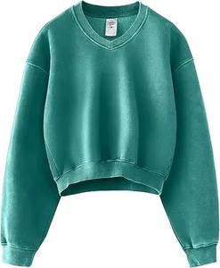 Streetwear personnalisé de haute qualité, décontracté, effet délavé, 100% coton French Terry, col en V, unisexe, personnalisable à l'avant - Product Image 5