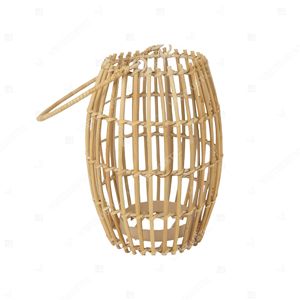 Lanterne scandinave en rotin, porte-bougie suspendu à lattes ouvertes, lanterne de jardin en verre, support de bougie, lumière décorative intérieure - Product Image 3