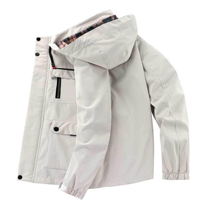 Men's Waterproof <b>Soft</b> outdoor <b>Jacket</b> With <b>Hood</b> Stand Collar Multiple Pockets Zip Fly Winter Outdoor Wear Regular Fit - Product Image 2