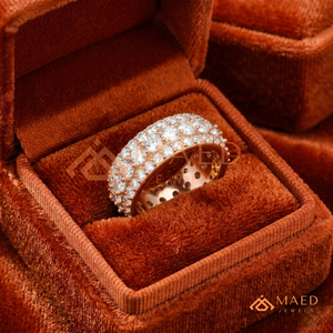 Bague Éternité de Luxe Plaqué Or Rose 18K Moissanite, Triple Rangée de Diamants de Laboratoire en Or Rose 14K pour Homme - Product Image 4