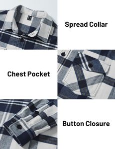 Men's <b>Flannel</b> Shirt Long Sleeve Button Down Plaid Shirts Lightweight Casual Stylish Shirt <b>Jacket</b> with Pockets - Product Image 5