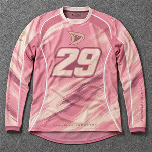 Maillot de motocross personnalisé en polyester micro-mesh, sublimation, design effet pinceau rose poussiéreux, manches longues, tout-terrain - Product Image 1