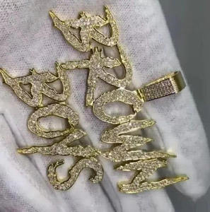 Colgante Personalizado con Letra Iced Out, Colgante de Letra Hip Hop con Moissanita, Chapado en Oro, Colgante con Nombre Personalizado, Joyería Estilo Rapero - Product Image 2