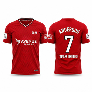 Camiseta de Fútbol Personalizada por Sublimación, Unisex, para Adultos, de Poliéster Transpirable, de Secado Rápido, con Cuello en V, Nombre del Jugador, Manga Corta - Product Image 2
