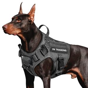 Harnais tactique robuste pour chien en nylon, réglable, anti-traction, avec poignée et éléments réfléchissants - Product Image 2