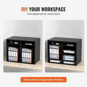 Organizzatore per Documenti in Legno a 12 Scomparti con Ripiani Rimovibili e Slot per Cassetta Postale per Ufficio, Casa e Aula - Product Image 5