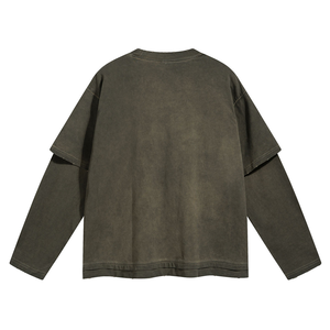 เสื้อยืดคอกลมแขนยาวสีดำ หนัก 300 GSM ผ้าฝ้ายสองชั้น ทรงโอเวอร์ไซส์ ยูนิเซ็กซ์ ไม่ยับ รับสกรีนลายตามสั่ง - Product Image 2