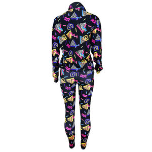 Ensemble de survêtement pour femme à imprimé géométrique avec fermeture éclair, manches longues, tricoté, style Y2K, coupe ajustée, toutes saisons - Product Image 3