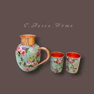 Jarra de Cobre Hecha a Mano, Moderna y Tradicional, Marca Bold Blossom, Capacidad de 1500 ml, Incluye 1 Vaso de Cobre - Product Image 3