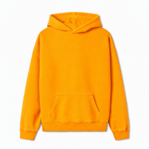 เสื้อฮู้ดโอเวอร์ไซส์ผู้ชาย สีพื้น ผ้าฟลีซ สวมใส่สบาย มีกระเป๋าจิงโจ้ เหมาะสำหรับฤดูหนาว ผ้าฝ้าย 100% ปักลาย - Product Image 3