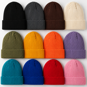 Custom Streetwear Fashion Beanie Unisex Knitted Winter <b>Hat</b> Embroidered Logo Acrylic Cuffed Skull <b>Cap</b> OEM ODM - Product Image 2