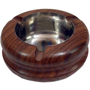 Cenicero de Madera Premium con Inserto de Acero Inoxidable, Cenicero Redondo para Cigarros, Cenicero Resistente para el Hogar, Bar u Oficina - Product Image 5