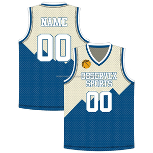 Jersey Basket Sublimasi Retro OEM Cetak Warna Desain Remaja Logo Kustom Seragam Basket Bolak-Balik - Product Image 1