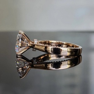 2 CT Round Lab Diamond Engagement Ring 14K Solid Rose Gold Hidden Halo Solitaire Ring 6 Heart Prongs Statement Bridal Ring - Product Image 2