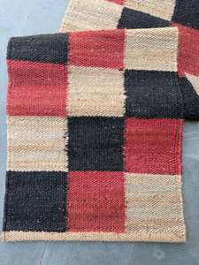 Tapis de couloir personnalisables, confortables, en chanvre naturel tissé à la main, à carreaux, géométriques modernes, écologiques - Product Image 2