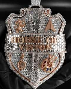 Colgante de Plata de Ley 925 con Moissanita Iced Out, Personalizado con Nombre o Logotipo, Estilo Hip Hop, para Raperos, Joyería Fina de Moda - Product Image 1